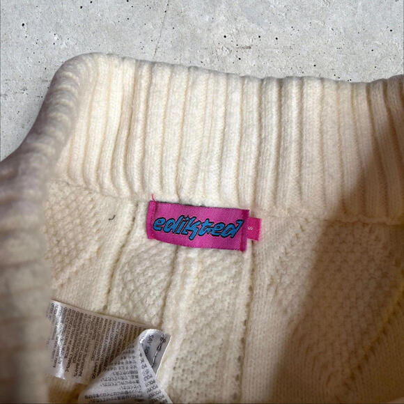 Edikted Knitted Pants Women’s Ray Cable Stitch‎ Knit Flare Sweater Pants Size S - Picture 3 of 6